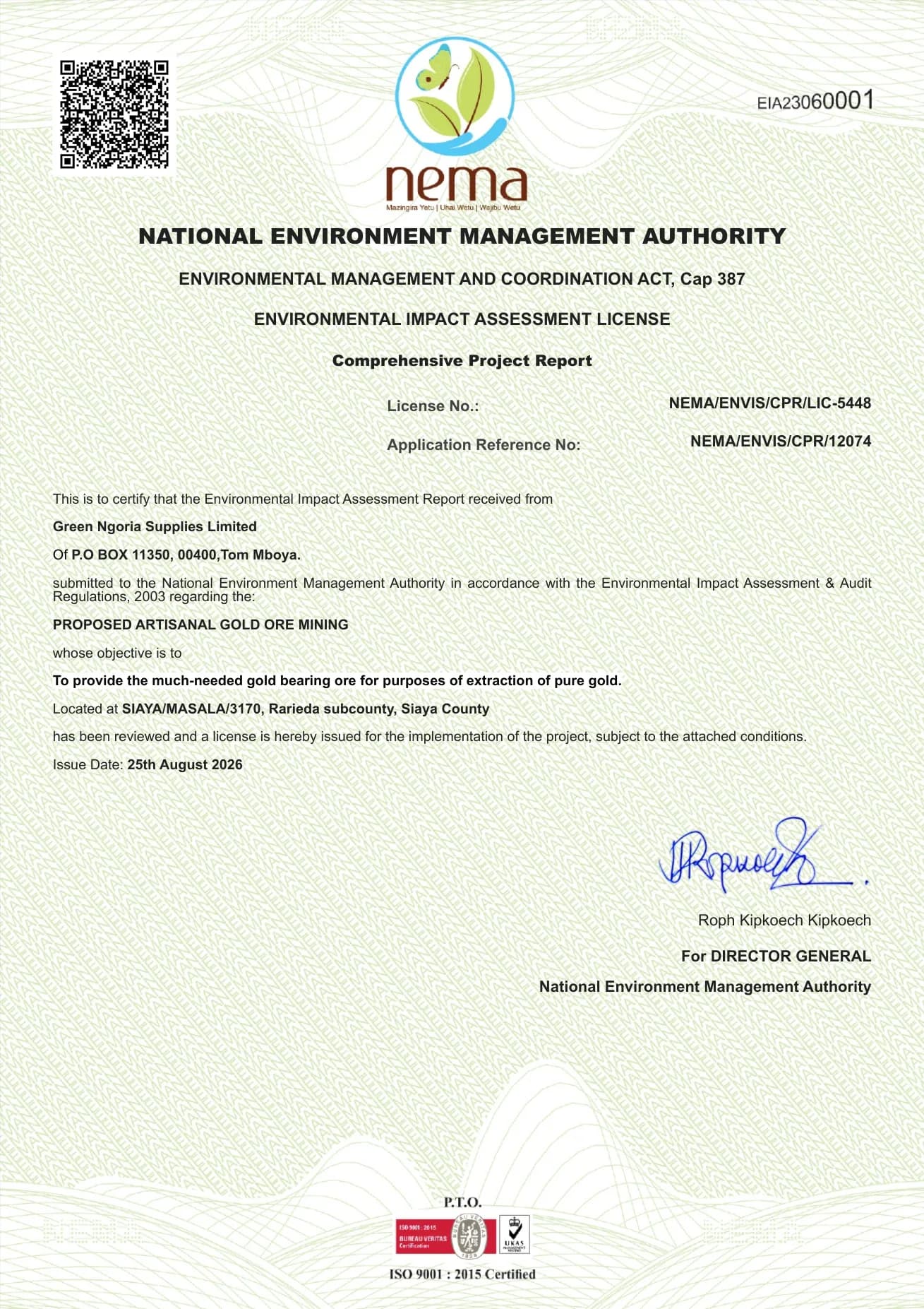 NEMA Environmental Impact Assessment License
