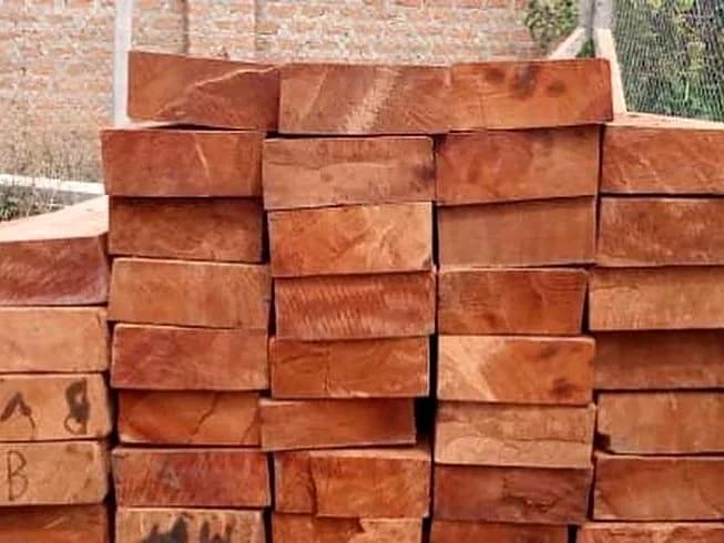 Certified sawn hardwood timber stock at Green Ngoria logistics yard